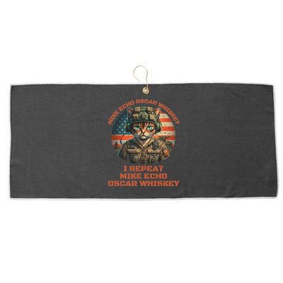 Funny Cat Military Mike Echo Oscar Foxtrot Meow Large Microfiber Waffle Golf Towel