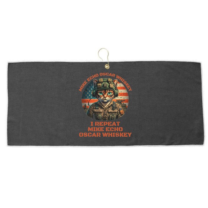 Funny Cat Military Mike Echo Oscar Foxtrot Meow Large Microfiber Waffle Golf Towel