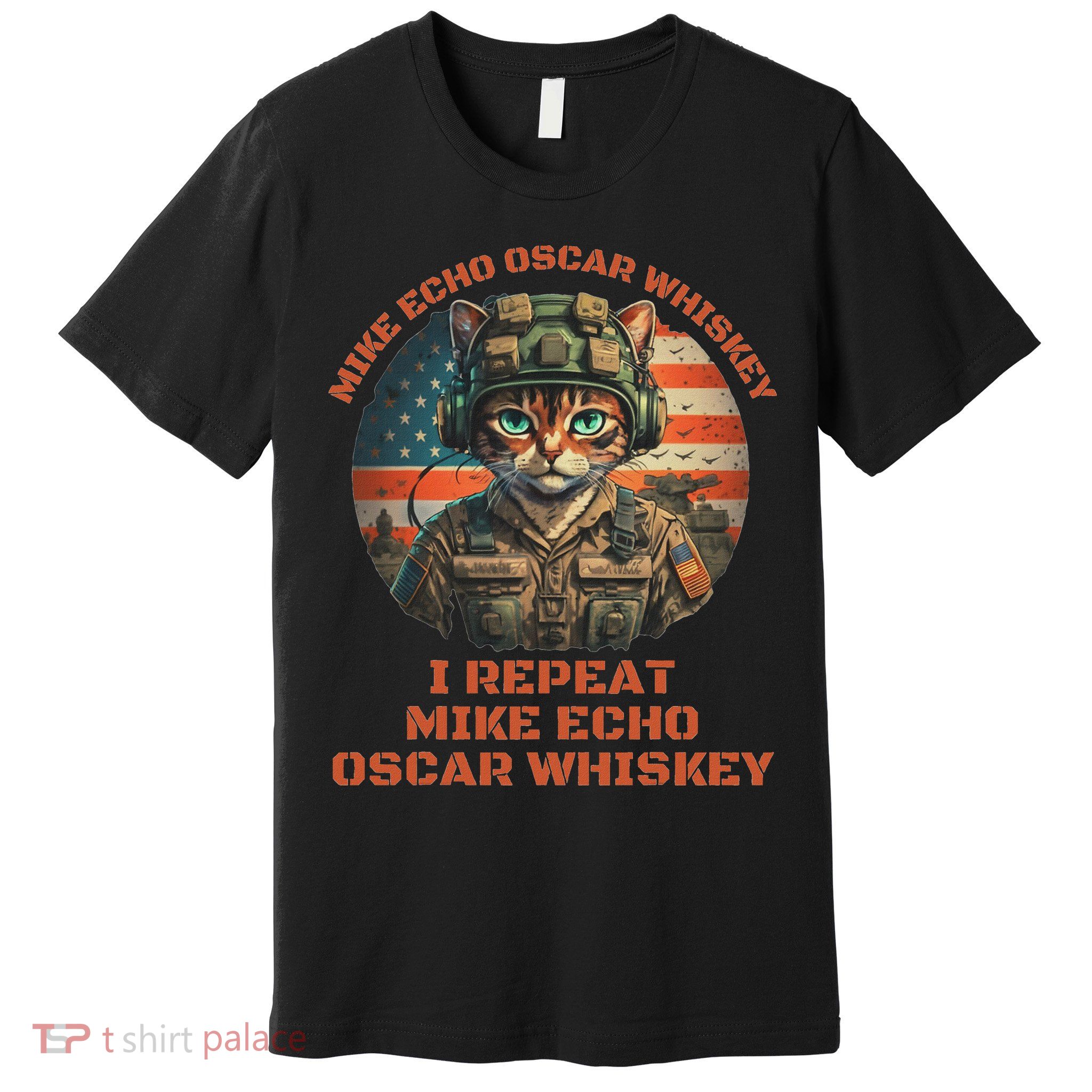 Funny Cat Military Mike Echo Oscar Foxtrot Meow Premium T-Shirt