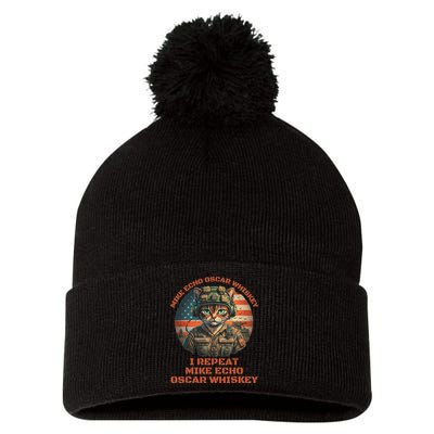 Funny Cat Military Mike Echo Oscar Foxtrot Meow Pom Pom 12in Knit Beanie