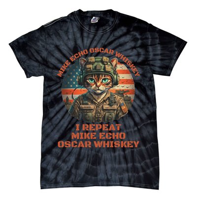 Funny Cat Military Mike Echo Oscar Foxtrot Meow Tie-Dye T-Shirt