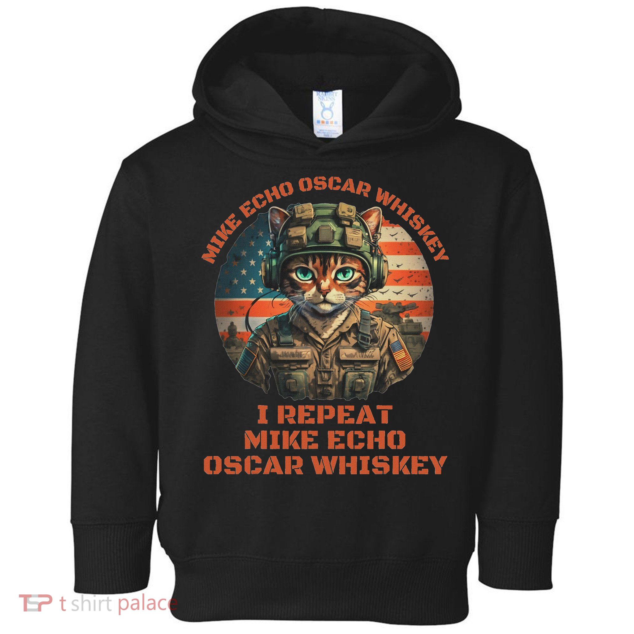 Funny Cat Military Mike Echo Oscar Foxtrot Meow Toddler Hoodie