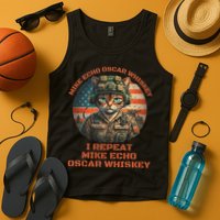 Funny Cat Military Mike Echo Oscar Foxtrot Meow Tank Top