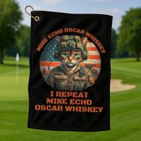 Funny Cat Military Mike Echo Oscar Foxtrot Meow Golf Towel