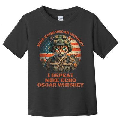 Funny Cat Military Mike Echo Oscar Foxtrot Meow Toddler T-Shirt