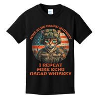 Funny Cat Military Mike Echo Oscar Foxtrot Meow Kids T-Shirt