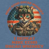 Funny Cat Military Mike Echo Oscar Foxtrot Meow Garment-Dyed Sweatshirt