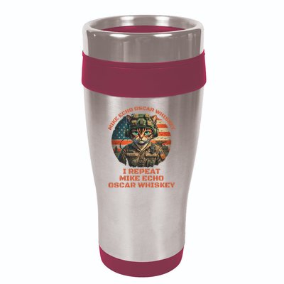 Funny Cat Military Mike Echo Oscar Foxtrot Meow 16oz Travel Tumbler