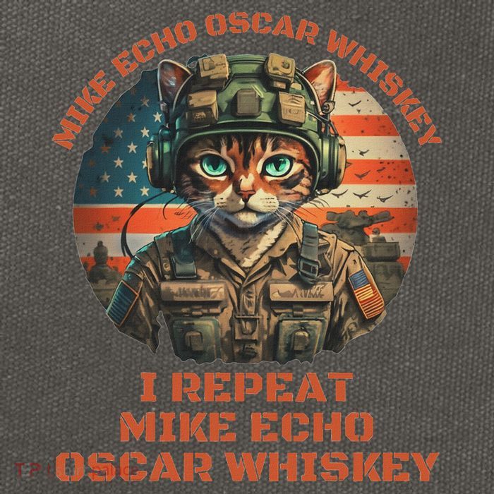 Funny Cat Military Mike Echo Oscar Foxtrot Meow Cotton Canvas Backpack