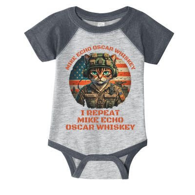 Funny Cat Military Mike Echo Oscar Foxtrot Meow Infant Baby Jersey Bodysuit