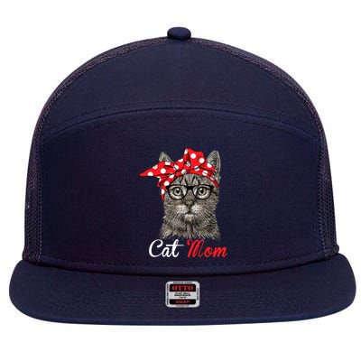 Funny Cat Mom For Cat LoversMothers Day Gift 7 Panel Mesh Trucker Snapback Hat