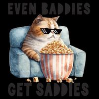 Funny Cat Meme Even Baddies Get Saddies Fat Cat Flexfit Unipanel Trucker Cap