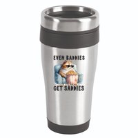 Funny Cat Meme Even Baddies Get Saddies Fat Cat 16oz Travel Tumbler