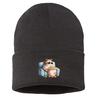 Funny Cat Meme Even Baddies Get Saddies Fat Cat Sustainable Knit Beanie