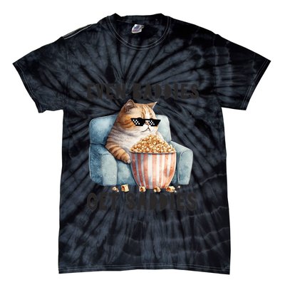 Funny Cat Meme Even Baddies Get Saddies Fat Cat Tie-Dye T-Shirt