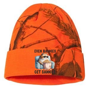 Funny Cat Meme Even Baddies Get Saddies Fat Cat Kati Licensed 12" Camo Beanie