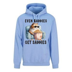 Funny Cat Meme Even Baddies Get Saddies Fat Cat Unisex Surf Hoodie