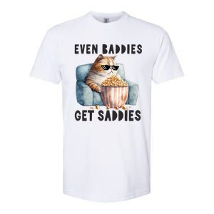 Funny Cat Meme Even Baddies Get Saddies Fat Cat Softstyle CVC T-Shirt