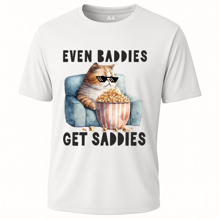 Funny Cat Meme Even Baddies Get Saddies Fat Cat Performance Shirt