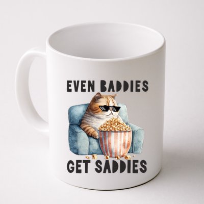 Funny Cat Meme Even Baddies Get Saddies Fat Cat Mug