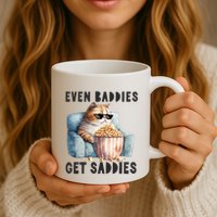 Funny Cat Meme Even Baddies Get Saddies Fat Cat Mug