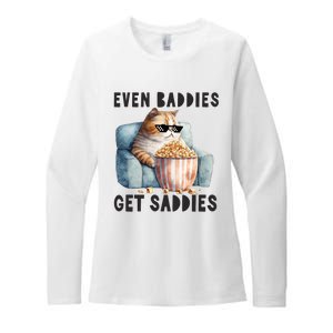 Funny Cat Meme Even Baddies Get Saddies Fat Cat Womens CVC Long Sleeve Shirt