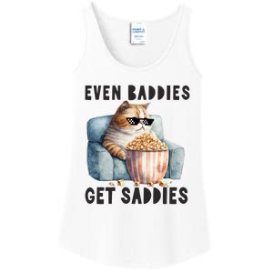 Funny Cat Meme Even Baddies Get Saddies Fat Cat Ladies Essential Tank