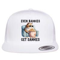 Funny Cat Meme Even Baddies Get Saddies Fat Cat Flat Bill Trucker Hat