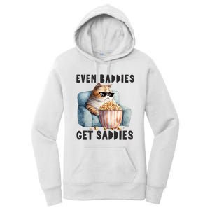 Funny Cat Meme Even Baddies Get Saddies Fat Cat Women's Pullover Hoodie