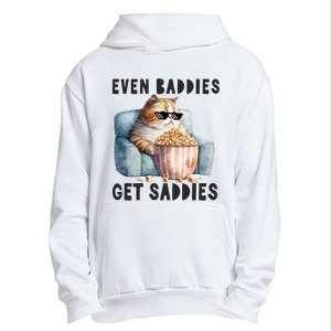 Funny Cat Meme Even Baddies Get Saddies Fat Cat Urban Pullover Hoodie