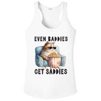 Funny Cat Meme Even Baddies Get Saddies Fat Cat Ladies PosiCharge Competitor Racerback Tank