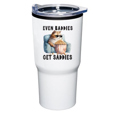 Funny Cat Meme Even Baddies Get Saddies Fat Cat Tumbler