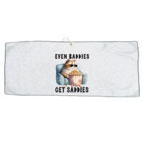 Funny Cat Meme Even Baddies Get Saddies Fat Cat Large Microfiber Waffle Golf Towel