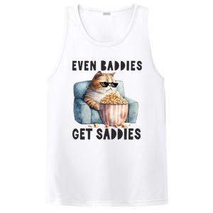 Funny Cat Meme Even Baddies Get Saddies Fat Cat PosiCharge Competitor Tank