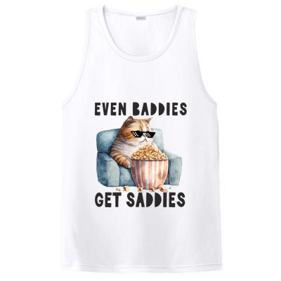 Funny Cat Meme Even Baddies Get Saddies Fat Cat PosiCharge Competitor Tank