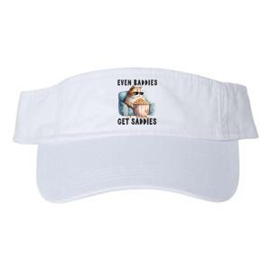 Funny Cat Meme Even Baddies Get Saddies Fat Cat Valucap Bio-Washed Visor