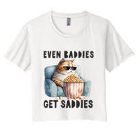 Funny Cat Meme Even Baddies Get Saddies Fat Cat Crop Top