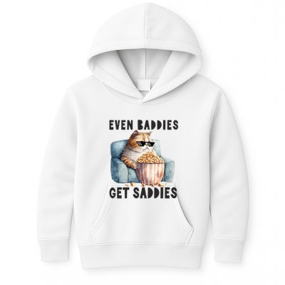 Funny Cat Meme Even Baddies Get Saddies Fat Cat Kids Hoodie
