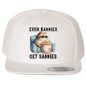 Funny Cat Meme Even Baddies Get Saddies Fat Cat Wool Snapback Cap