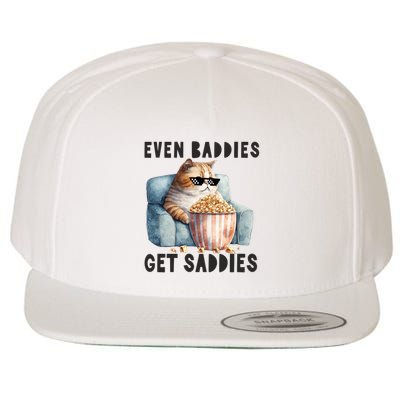 Funny Cat Meme Even Baddies Get Saddies Fat Cat Wool Snapback Cap