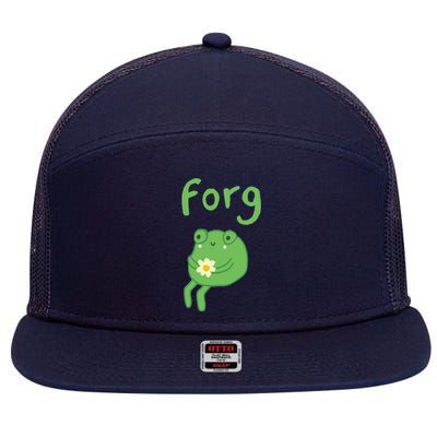 Frog Cake Meme Cute Aesthetic Forg 7 Panel Mesh Trucker Snapback Hat