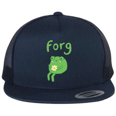 Frog Cake Meme Cute Aesthetic Forg Flat Bill Trucker Hat