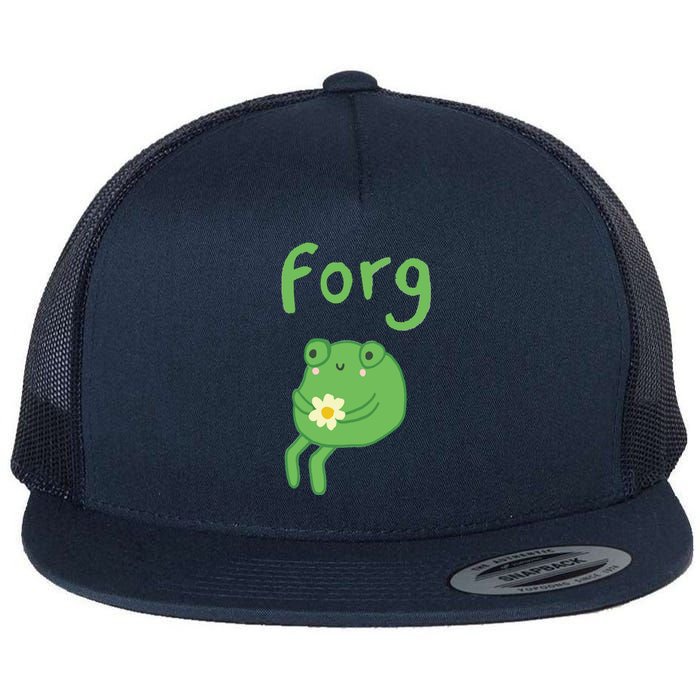 Frog Cake Meme Cute Aesthetic Forg Flat Bill Trucker Hat