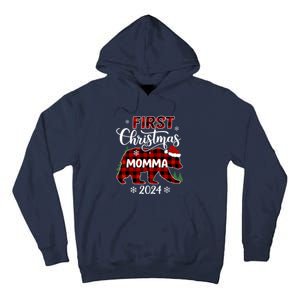 First Christmas Momma Buffalo Plaid Bear Christmas Party Tall Hoodie