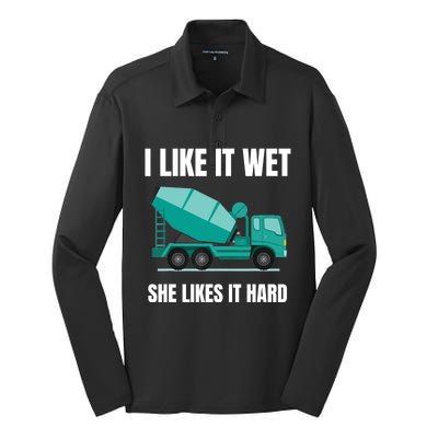 Funny Concrete Mixer - Cement Mixer Truck Driver Gift Silk Touch Performance Long Sleeve Polo