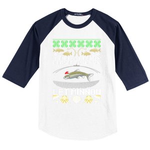 Funny Christmas Minnow Bait Fish Trap Angler Fishing Gift Baseball Sleeve Shirt