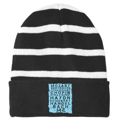 Famous Classical Music Composer Gift Musician Mozart Striped Beanie with Solid Band