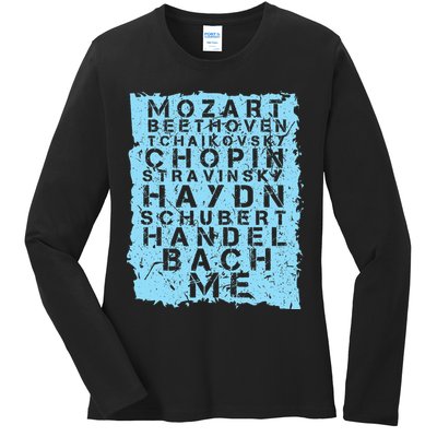 Famous Classical Music Composer Gift Musician Mozart Ladies Long Sleeve Shirt