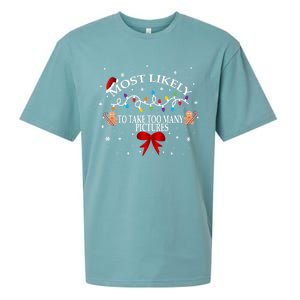 Funny Christmas Most Likely To Take Too Y Pictures Funny Gift Sueded Cloud Jersey T-Shirt