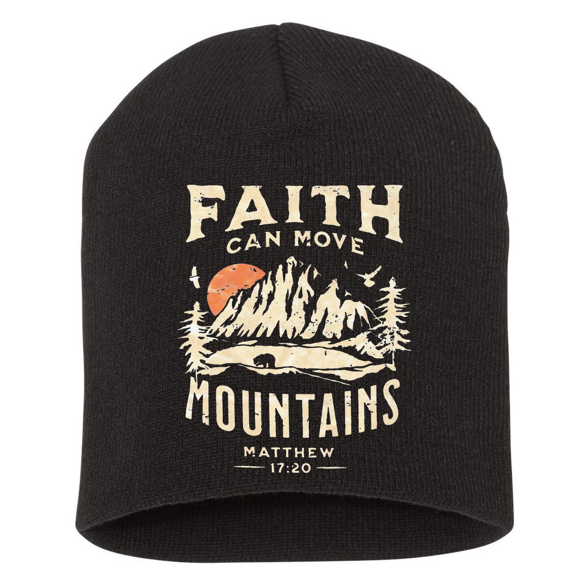Faith Can Move Mountains Religious Bible Christian Jesus Short Acrylic Beanie